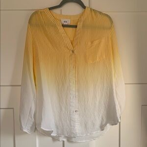 {fyve} NWOT Women's Yellow & White Button Down Ombre Shirt